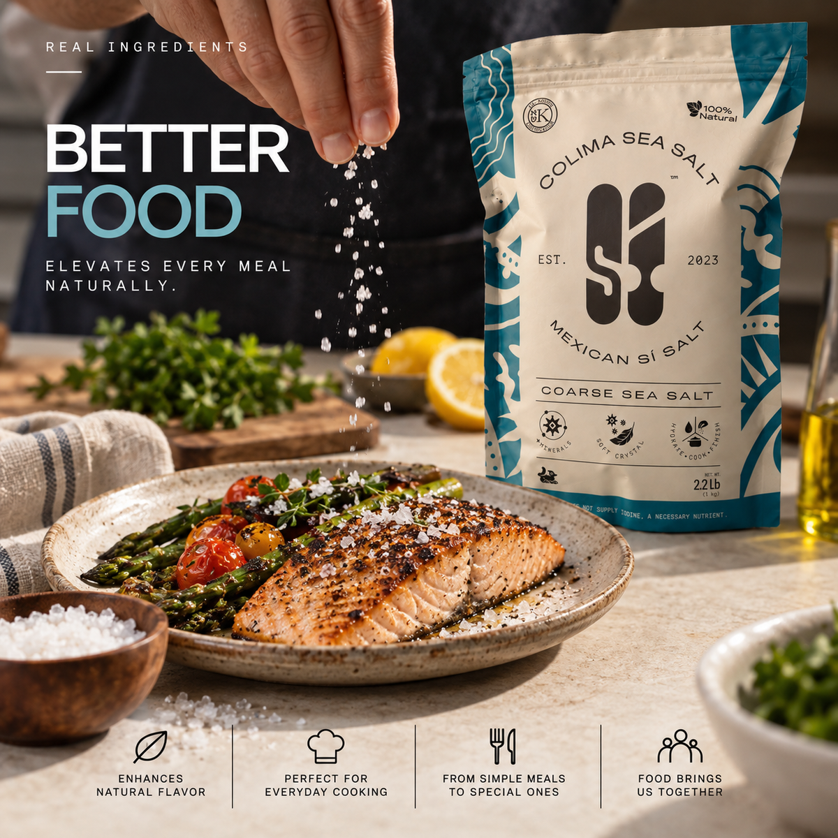 Colima Sea Salt 2.2 lb | Unrefined | +82 Minerals | Kosher | 100% Natural