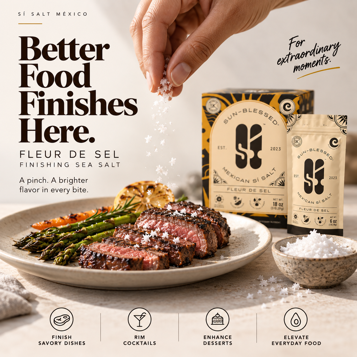 Fleur de Sel 18 oz | Unrefined | +82 Minerals | Kosher | 100% Natural